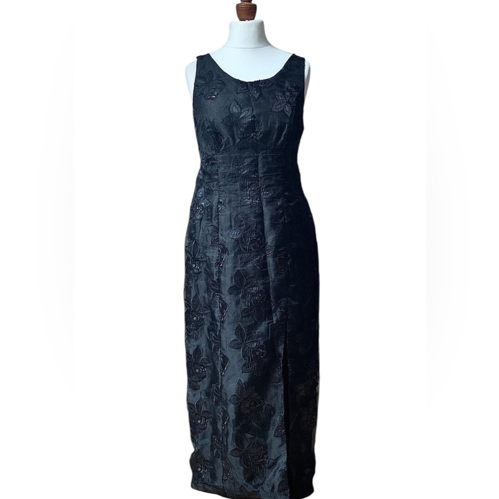 Anthropologie Colette Paris Linen Dress Blue Floral Lagenlook Boho Sz M Women